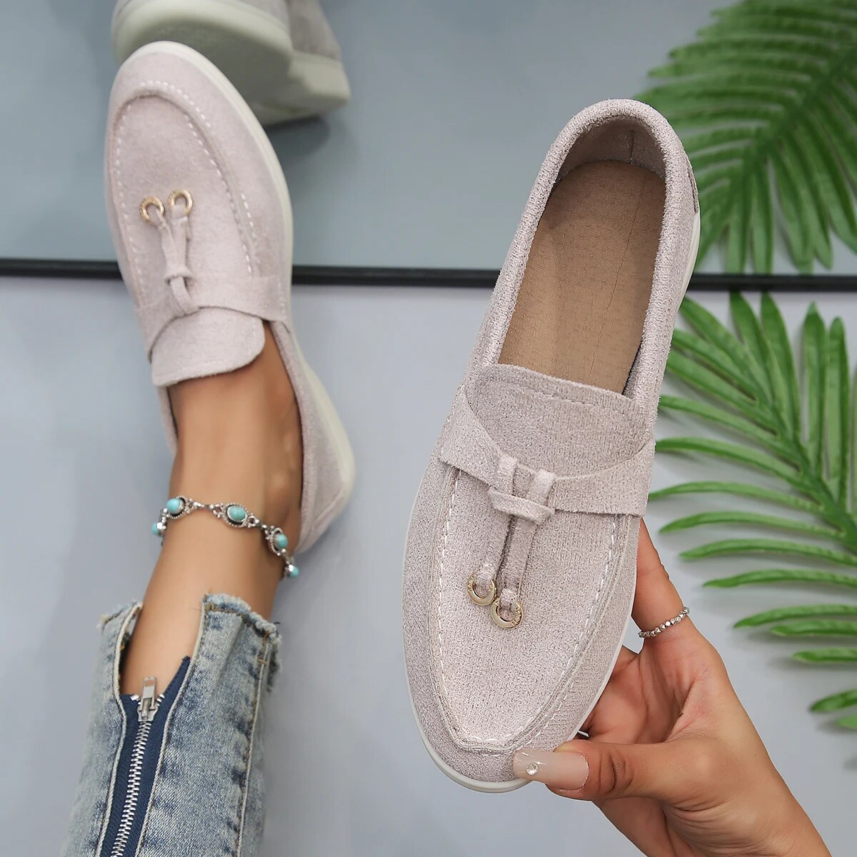 Ladies' Wedge Loafers – Hidden Heel Design, Comfortable Slip-On Casual Shoes