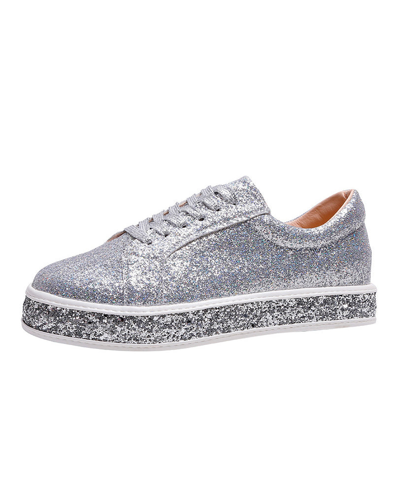 Women's Slip-On Trainers – Sparkly Diamanté Sole, Comfy Platform Casual Glam