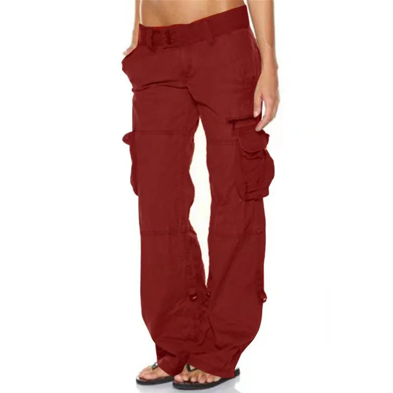 Women's Cargo Trousers – Multi-Pocket, Relaxed Fit Y2K Streetwear