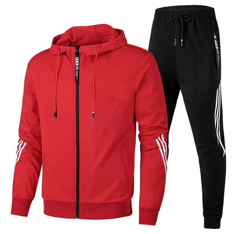 Men's Tracksuit – Stripe Detail, Slim Fit Gymwear Set