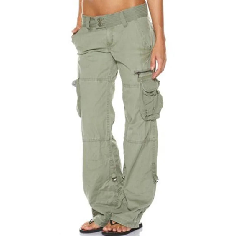 Women's Cargo Trousers – Multi-Pocket, Relaxed Fit Y2K Streetwear