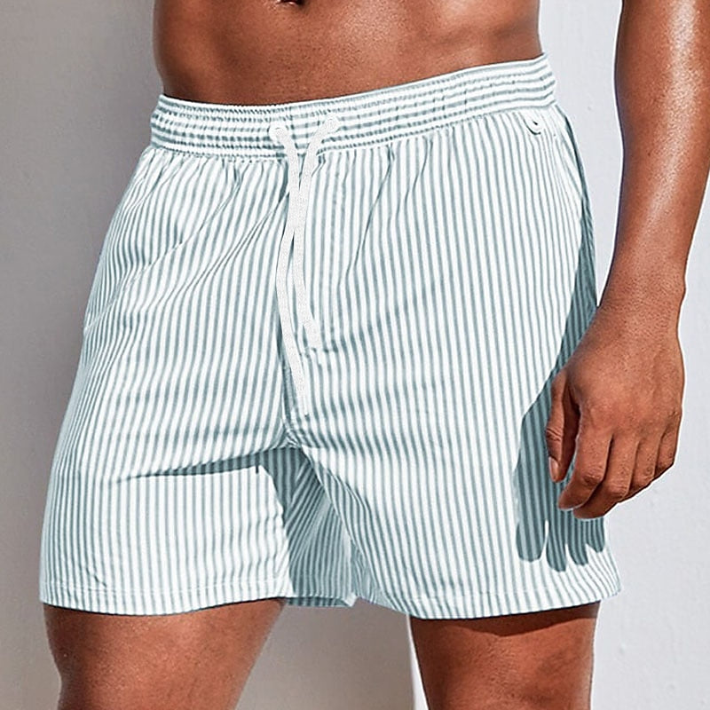 Men's Swim Shorts – Striped Ombre, Quick Dry Holiday Beachwear