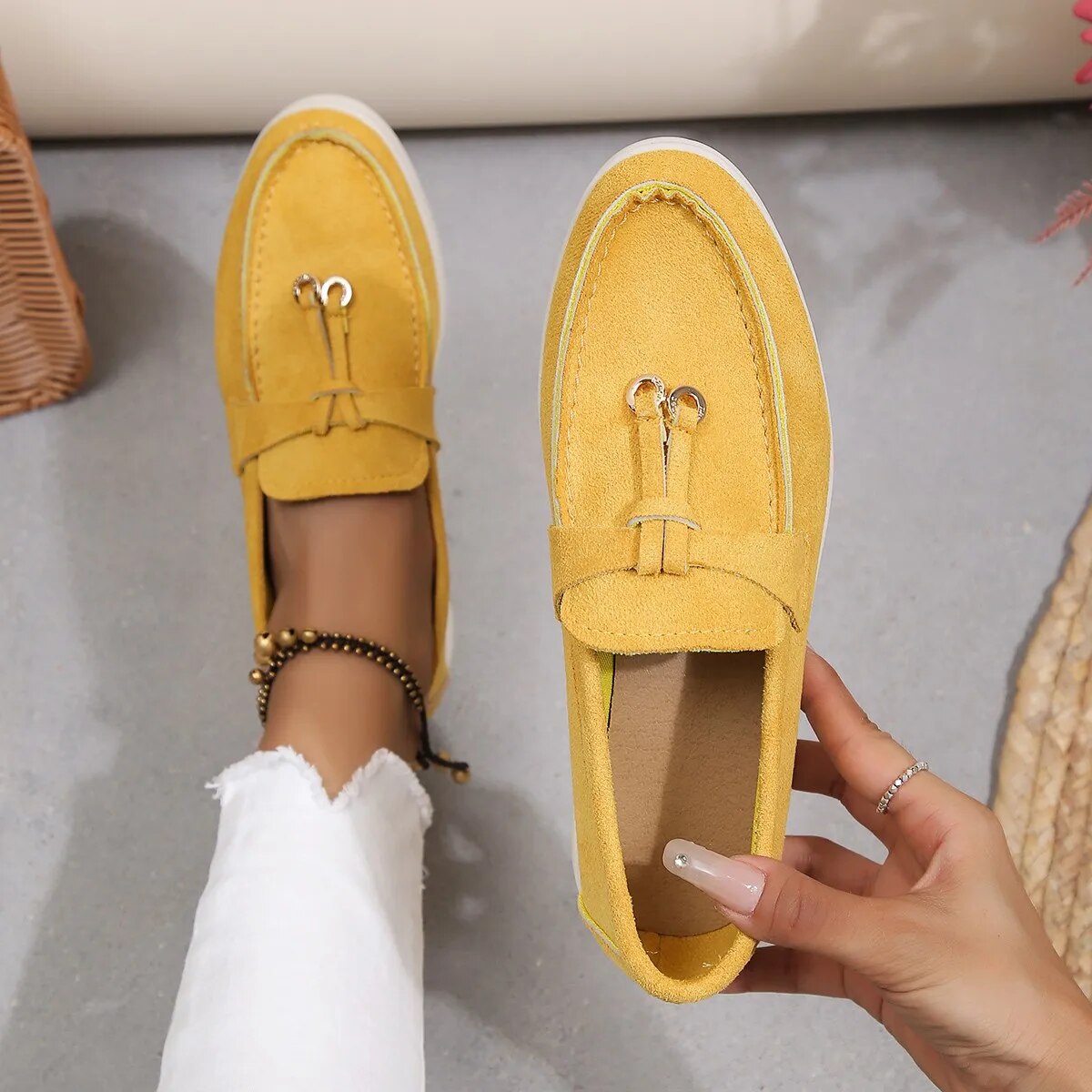 Ladies' Wedge Loafers – Hidden Heel Design, Comfortable Slip-On Casual Shoes