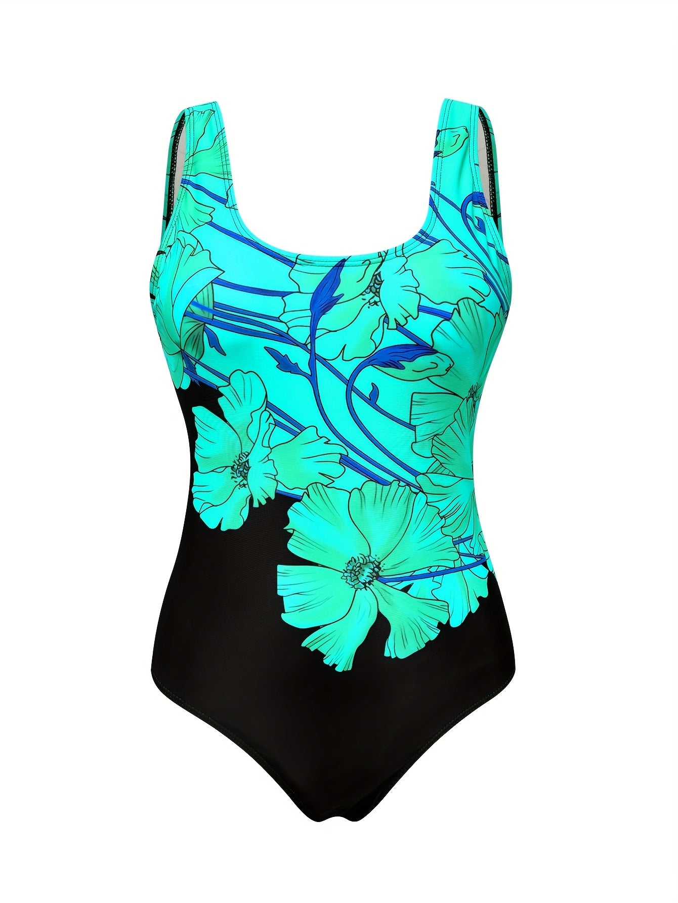 Floral Panel One-Piece Swimsuit – Bold Tropical Print Swimwear