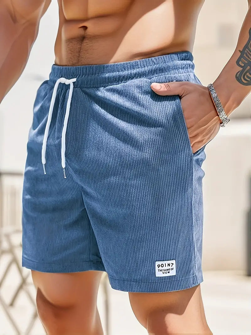 Men's Relaxed Fit Shorts – Drawstring Waist, Corduroy Casual Summer Wear