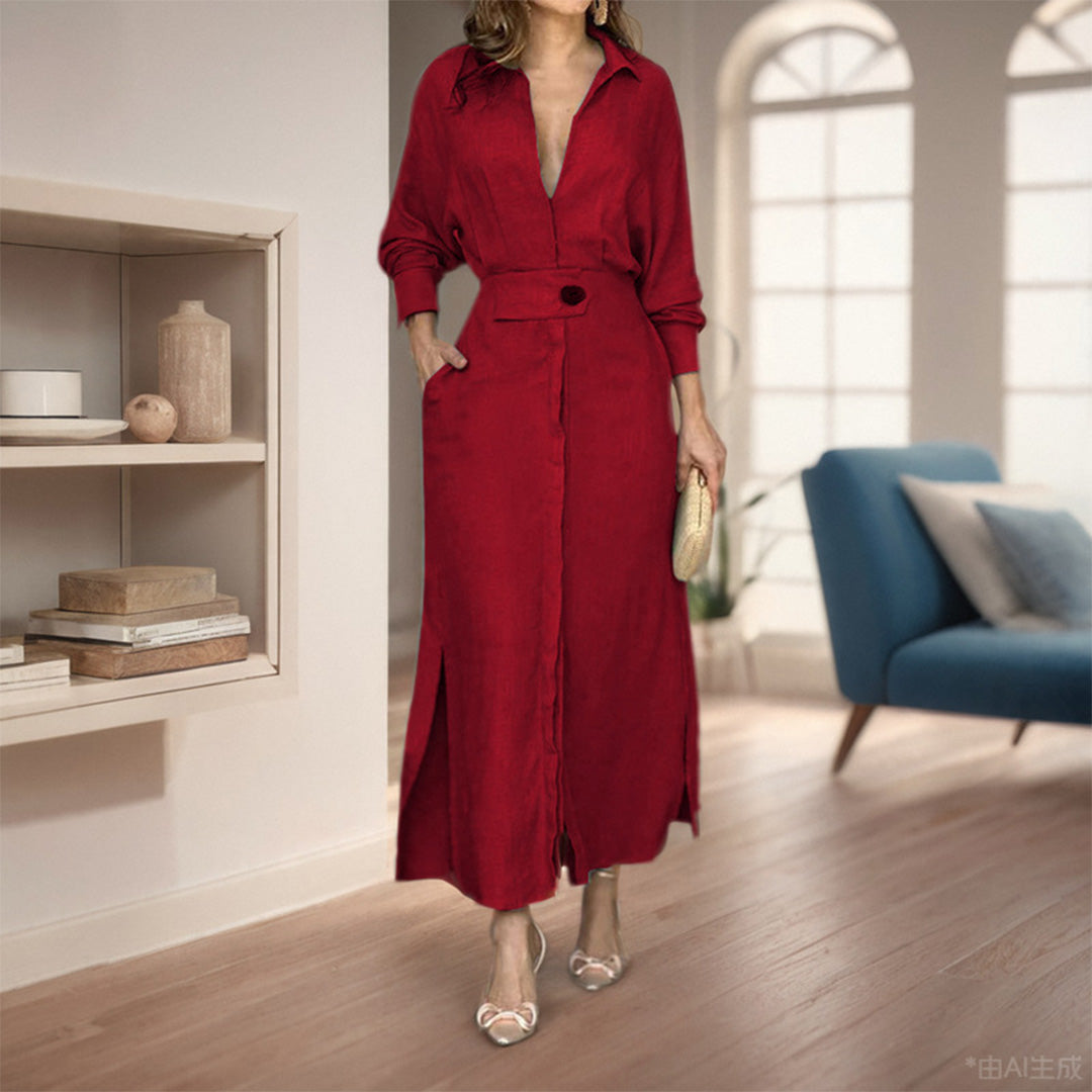 Belted Long Sleeve Button-Front Shirt Dress – Effortless Everyday Style
