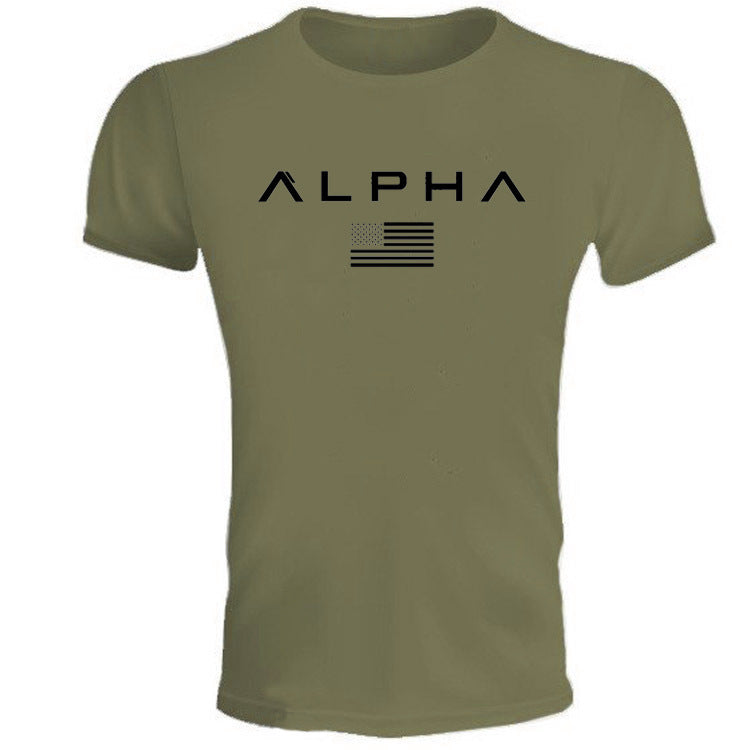 Men's Gym T-Shirt – Alpha Flag Graphic, Muscle Fit Workout Top