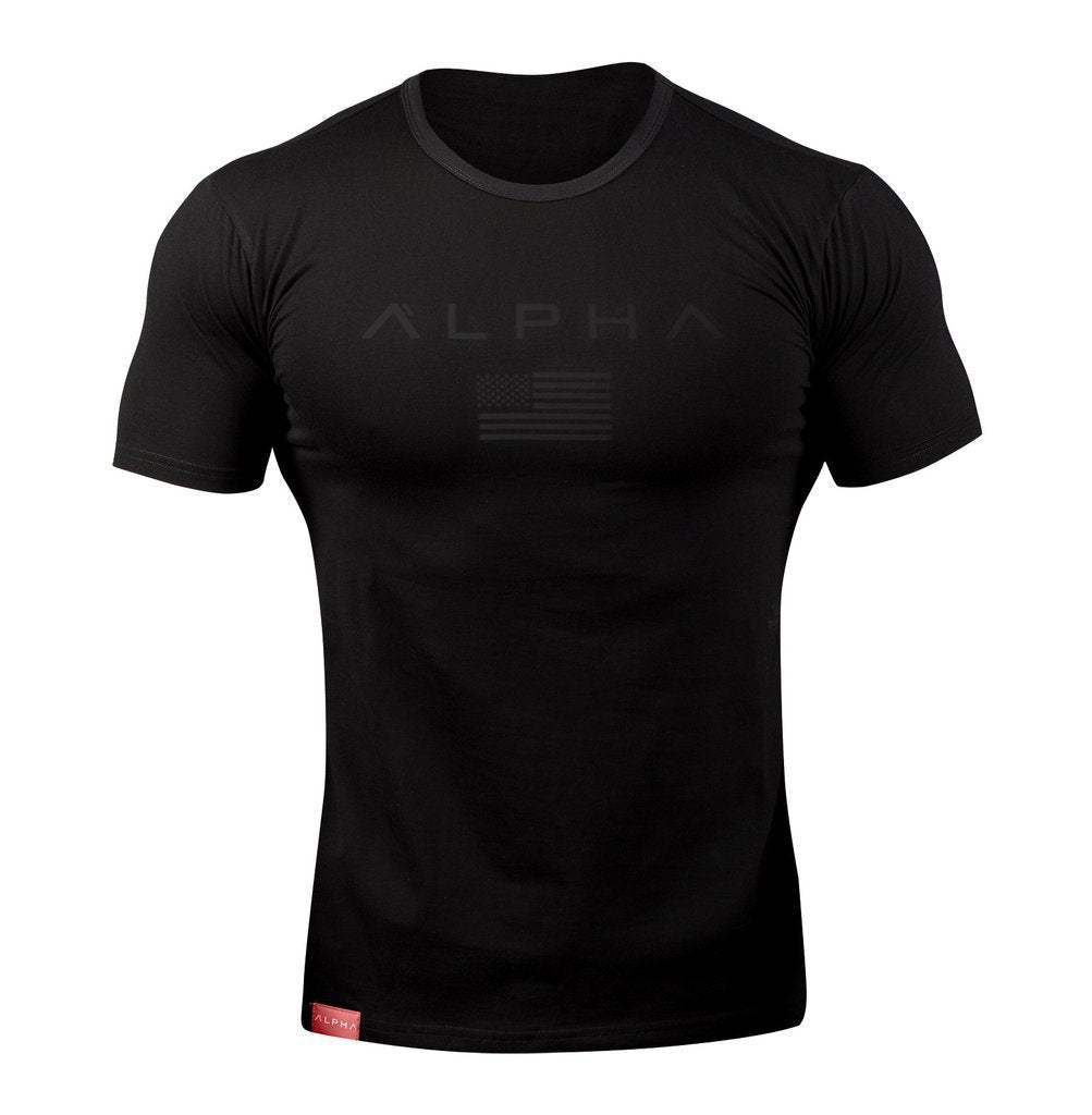 Men's Gym T-Shirt – Alpha Flag Graphic, Muscle Fit Workout Top
