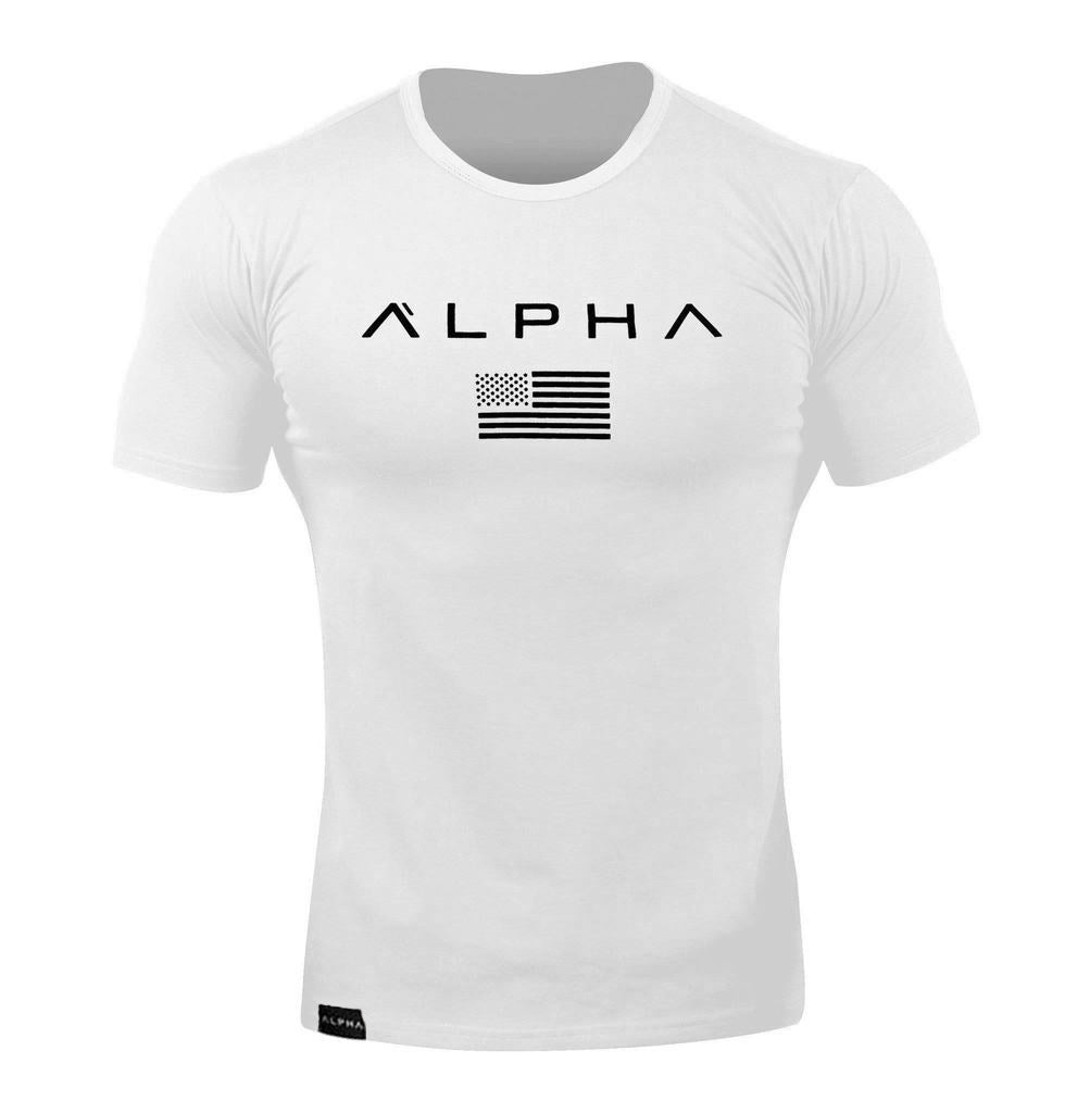 Men's Gym T-Shirt – Alpha Flag Graphic, Muscle Fit Workout Top