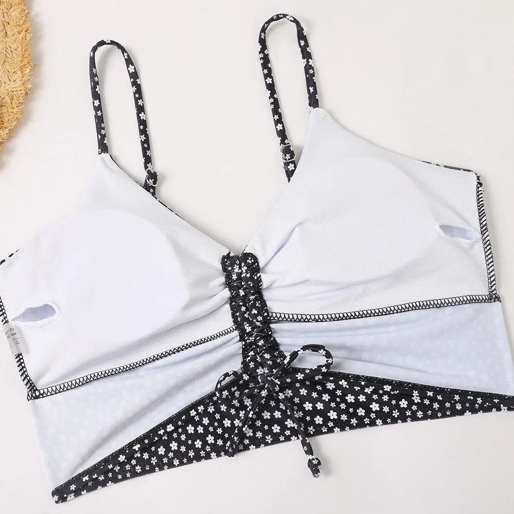 Women's High-Waist Bikini Set – Ruched with Shorts, Padded & Wire-Free Holiday