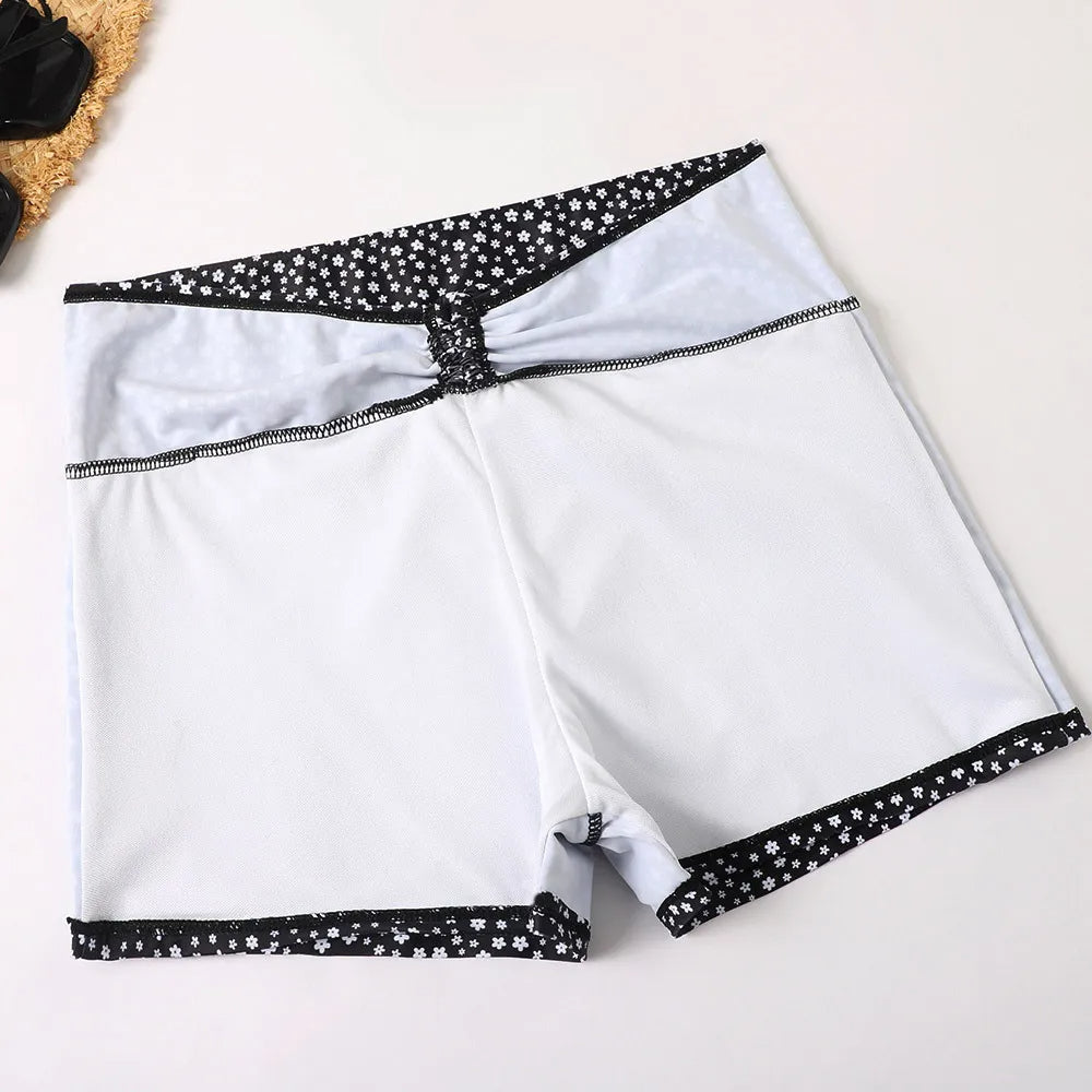 Women's High-Waist Bikini Set – Ruched with Shorts, Padded & Wire-Free Holiday