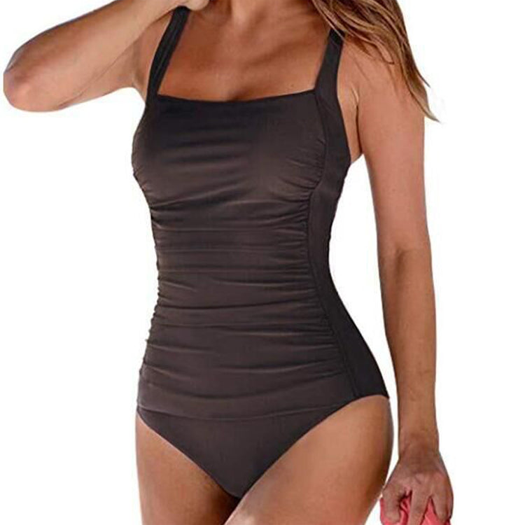 Ruched Square-Neck One-Piece Swimsuit – Smoothing Full Coverage