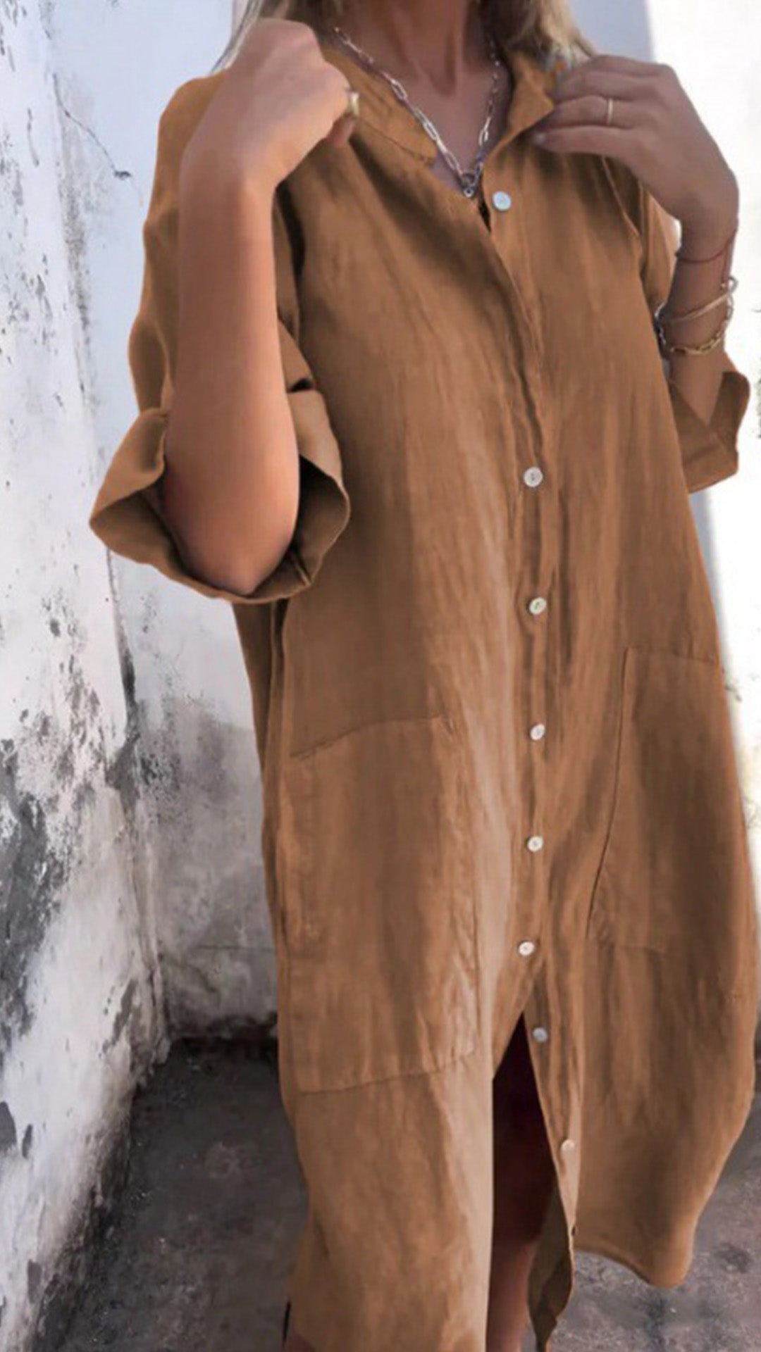 Relaxed Button-Down Shirt Dress – Casual Summer Style