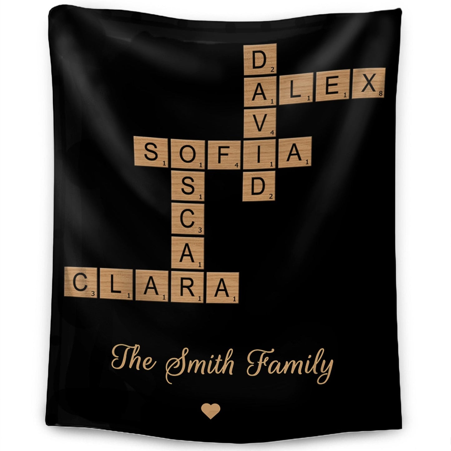 Personalized Family Crossword Blanket - Custom Christmas Gift for Family