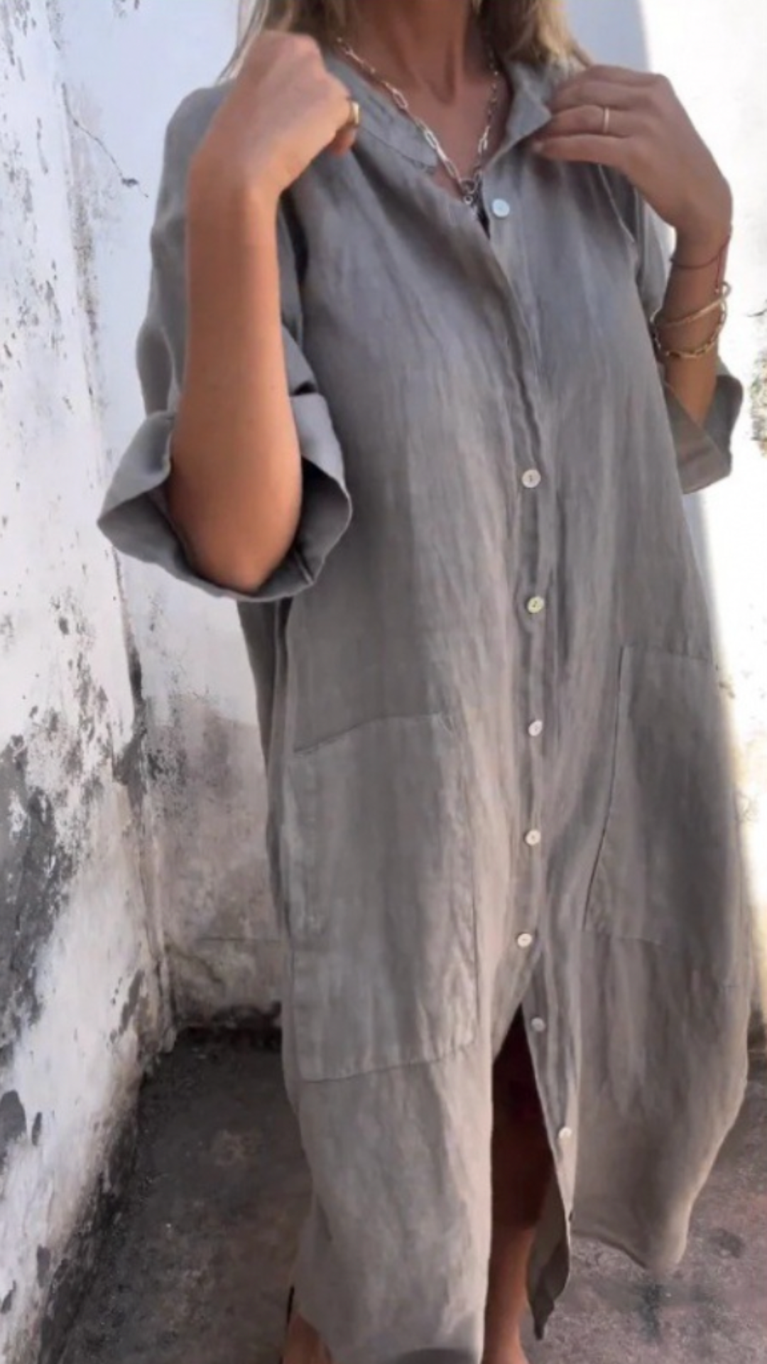 Relaxed Button-Down Shirt Dress – Casual Summer Style