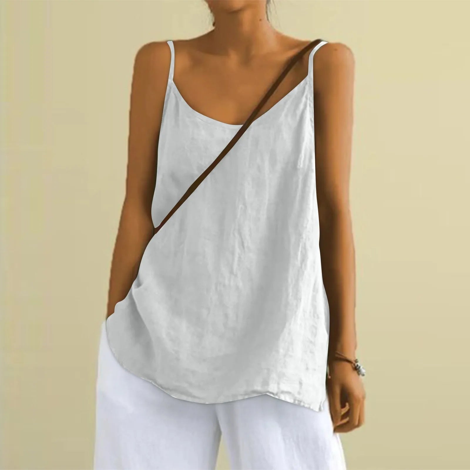Women's Vest Top – Linen Blend, Relaxed Fit Summer Top