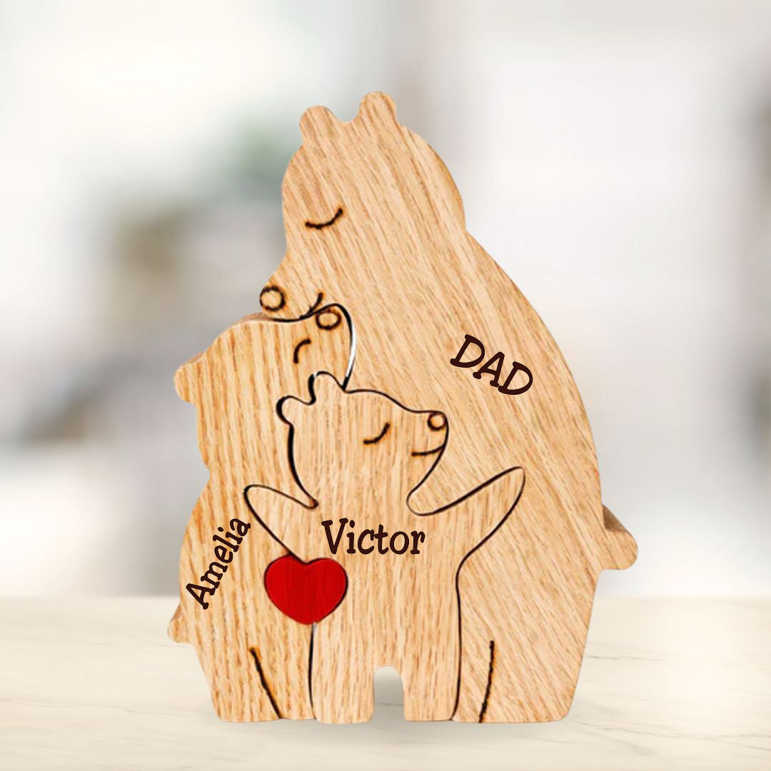 Personalized Wooden Bear Puzzle for Single Parents