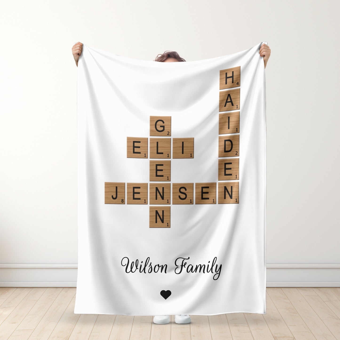 Personalized Family Crossword Blanket - Custom Christmas Gift for Family