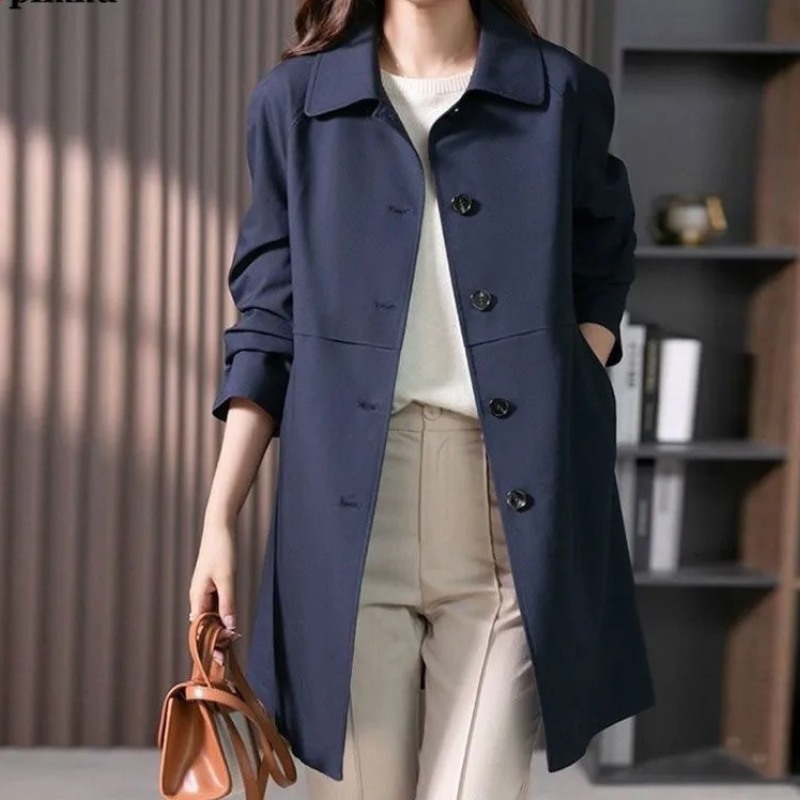 Women's Trench Coat – Single Breasted, Lightweight Smart Casual