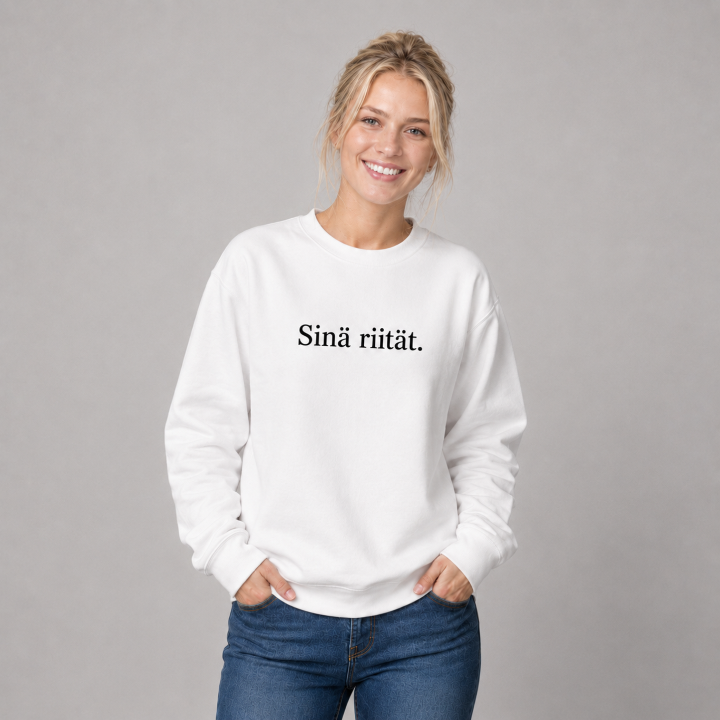 Sinä riität. -collegepaita