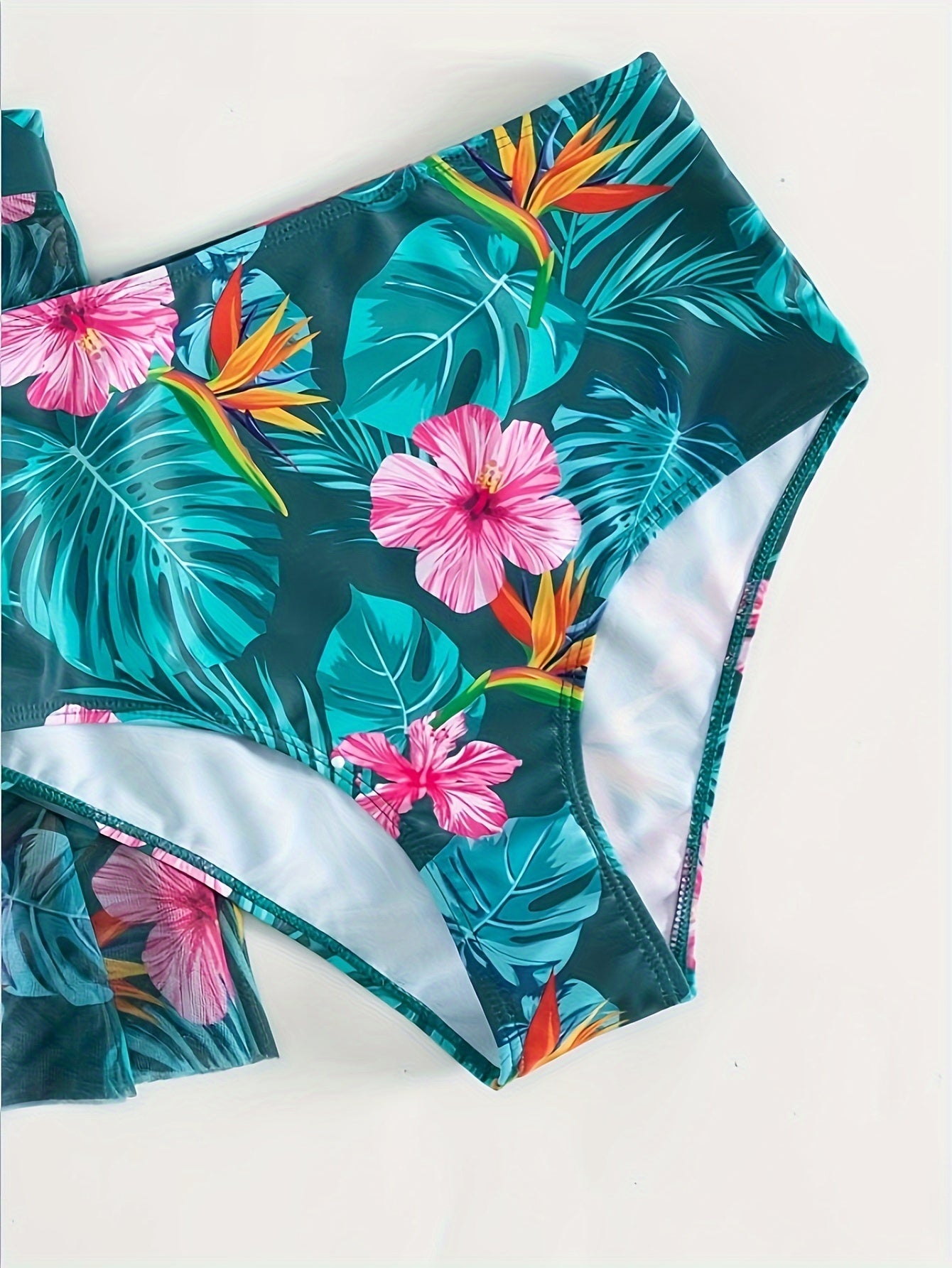Tropical Print Two-Piece Set – Floral Bralette Top & Flowy Midi Skirt