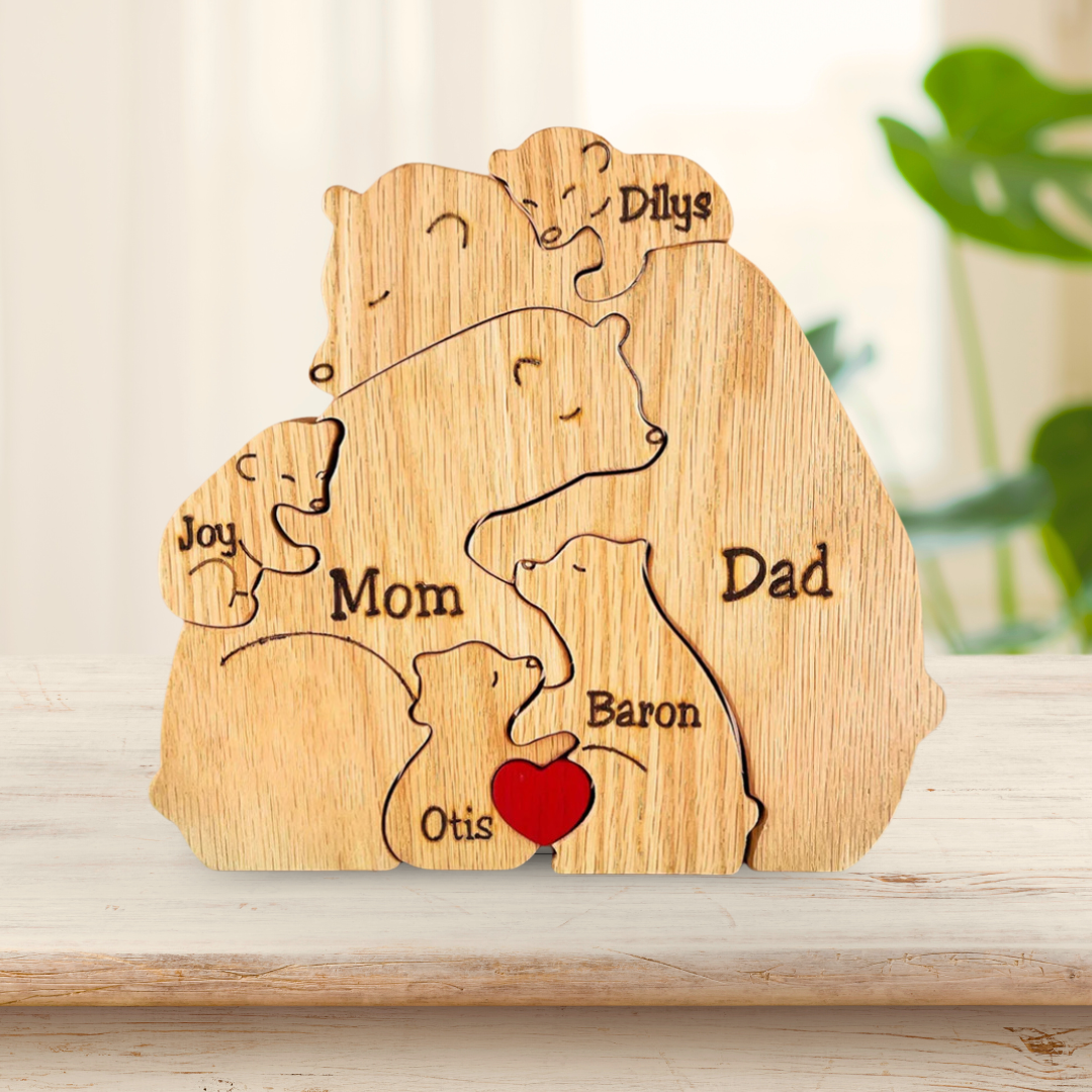 Personalized Wooden Bears Family Puzzle