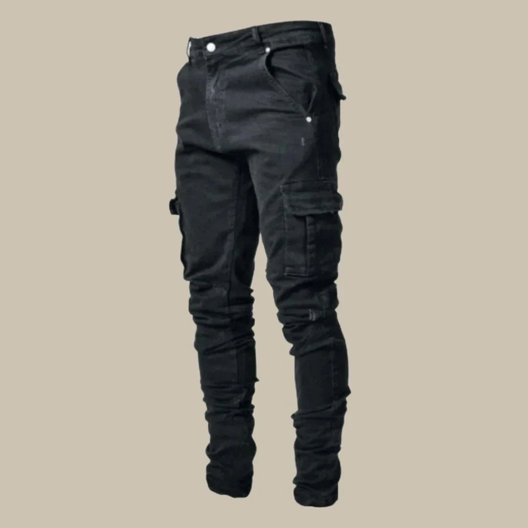 Men's Cargo Jeans – Distressed Multi-Pocket, Skinny Fit Streetwear