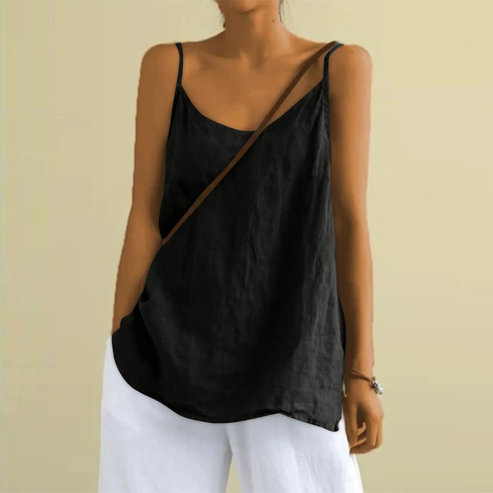 Women's Vest Top – Linen Blend, Relaxed Fit Summer Top