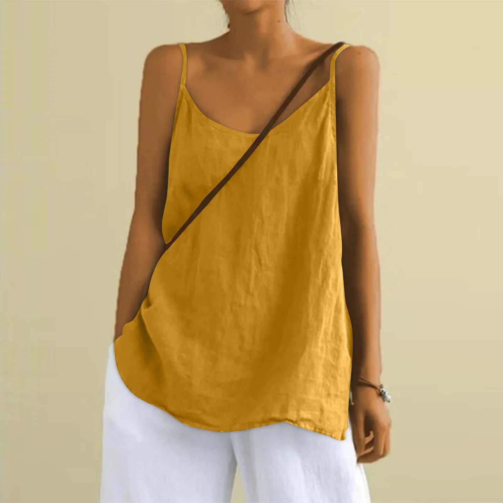 Women's Vest Top – Linen Blend, Relaxed Fit Summer Top