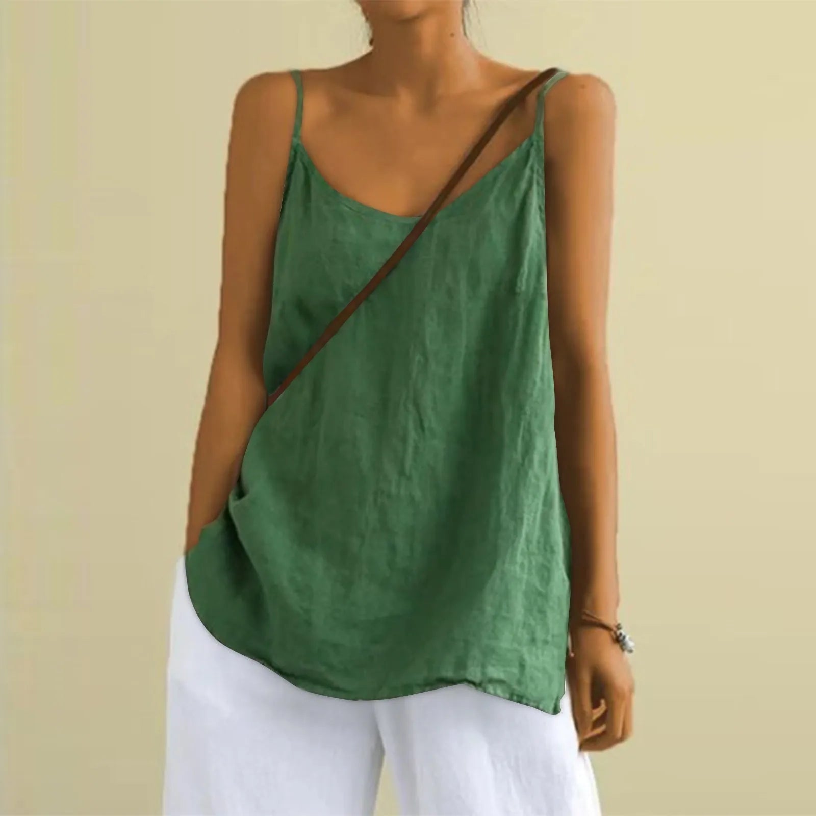 Women's Vest Top – Linen Blend, Relaxed Fit Summer Top