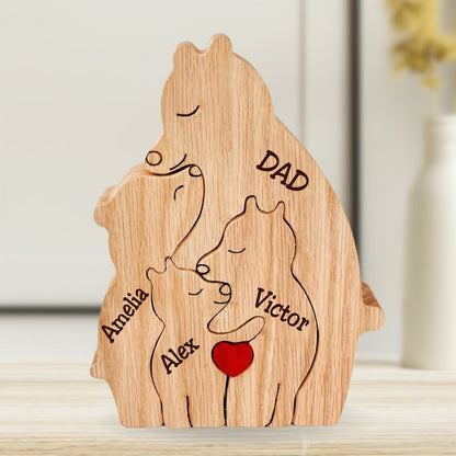 Personalized Wooden Bear Puzzle for Single Parents