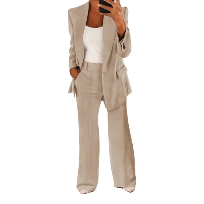 Women's Trouser Suit – Flared Trousers, Tailored Fit Smart Office Workwear