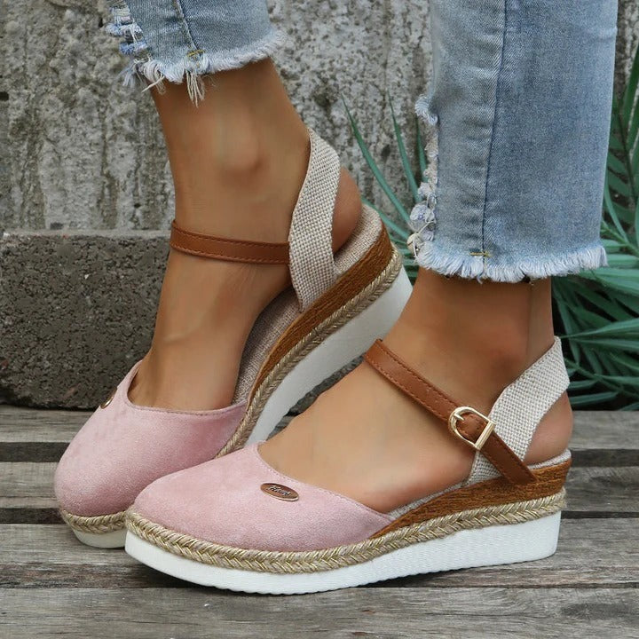 Women's Wedge Sandals – Closed Toe Ankle Strap, Comfy Summer Holiday Shoes