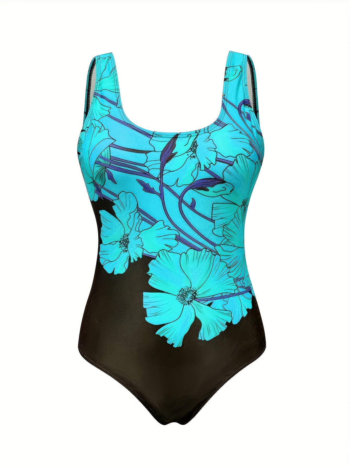 Floral Panel One-Piece Swimsuit – Bold Tropical Print Swimwear