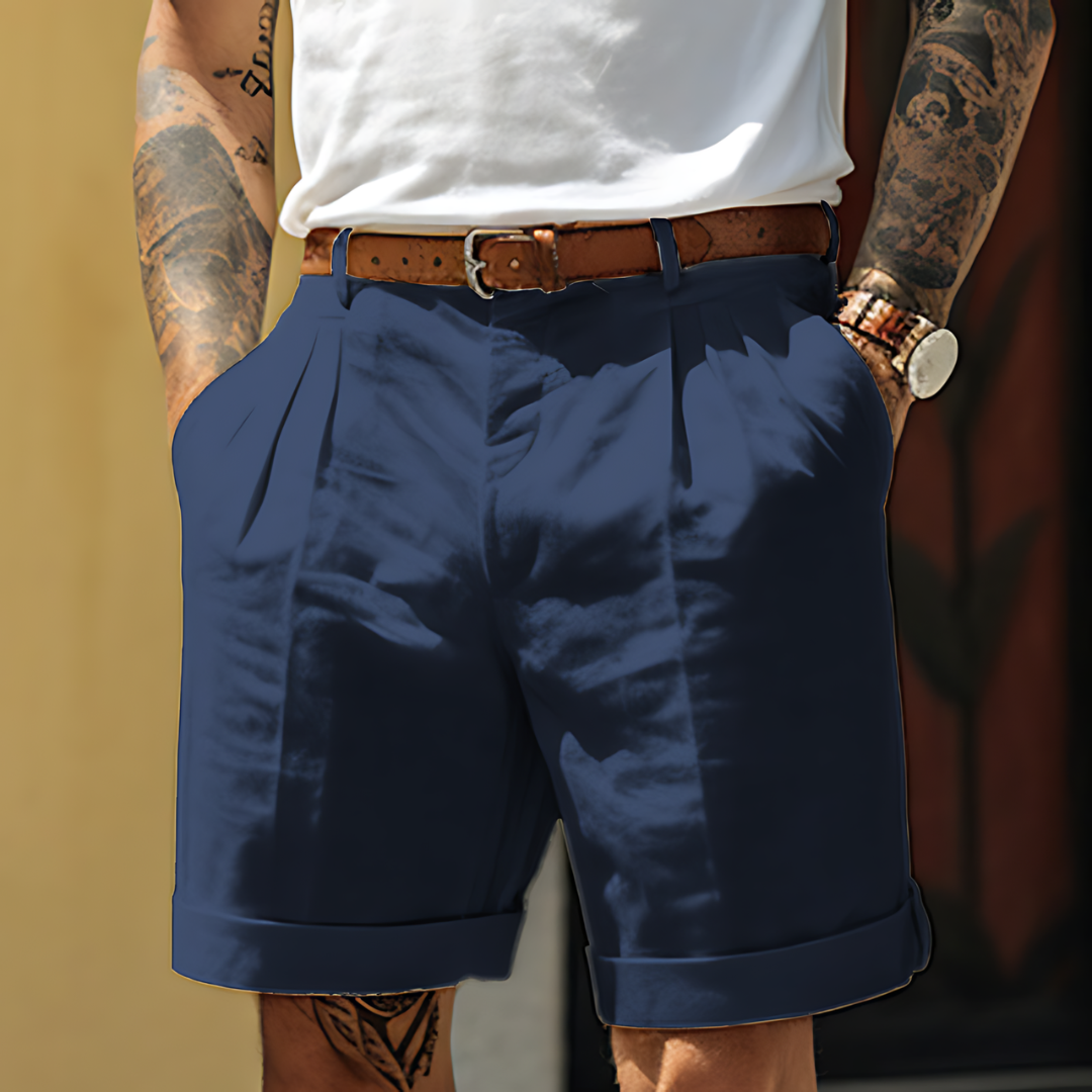 Men's Linen Shorts – Pleated, Relaxed Fit Holiday Style