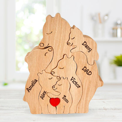 Personalized Wooden Bear Puzzle for Single Parents