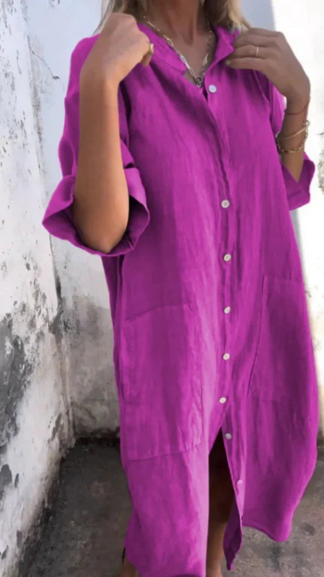 Relaxed Button-Down Shirt Dress – Casual Summer Style