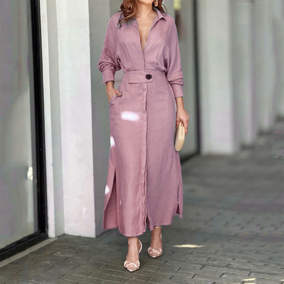 Belted Long Sleeve Button-Front Shirt Dress – Effortless Everyday Style
