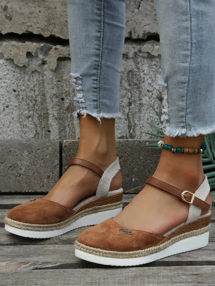 Women's Wedge Sandals – Closed Toe Ankle Strap, Comfy Summer Holiday Shoes