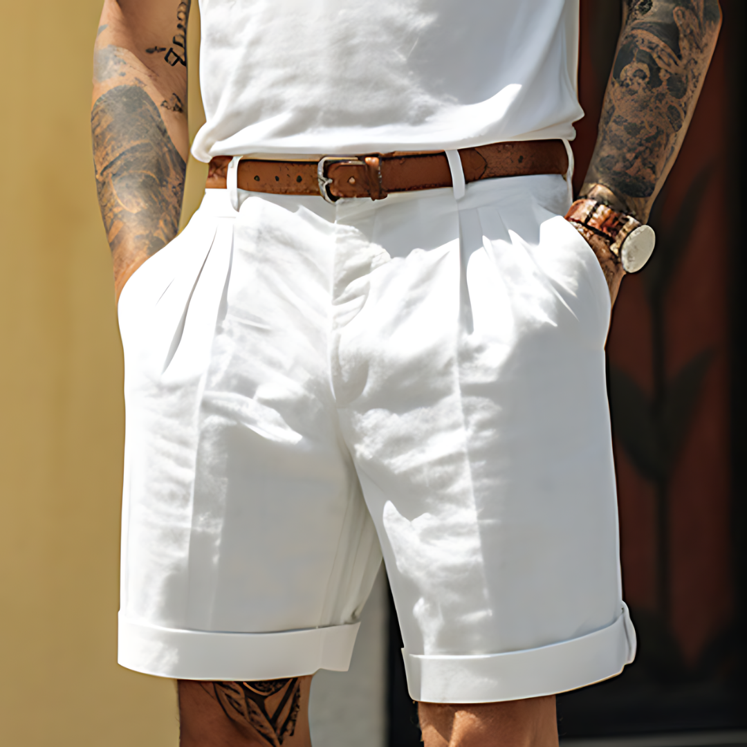 Men's Linen Shorts – Pleated, Relaxed Fit Holiday Style