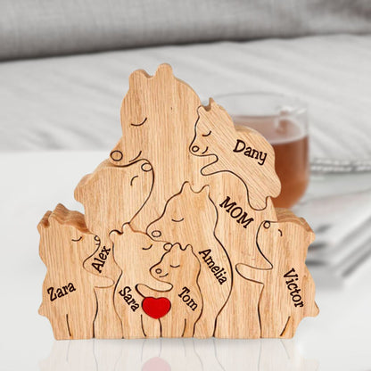 Personalized Wooden Bear Puzzle for Single Parents