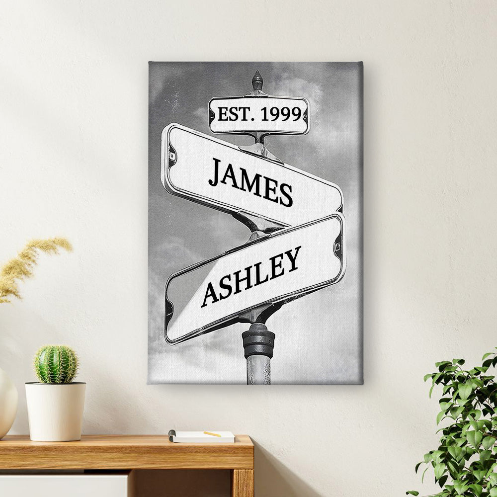 Where Our Roads Meet - Gift For Couples - Personalized Canvas