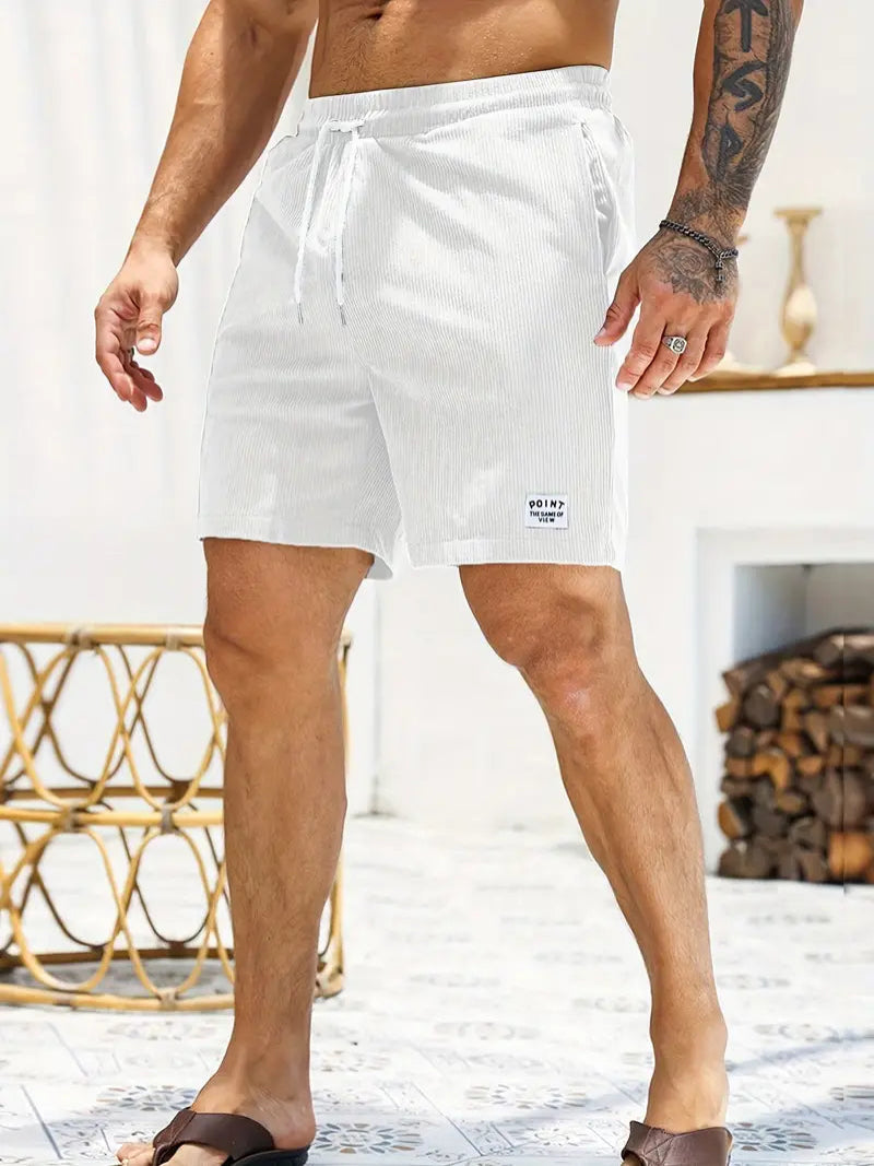 Men's Relaxed Fit Shorts – Drawstring Waist, Corduroy Casual Summer Wear