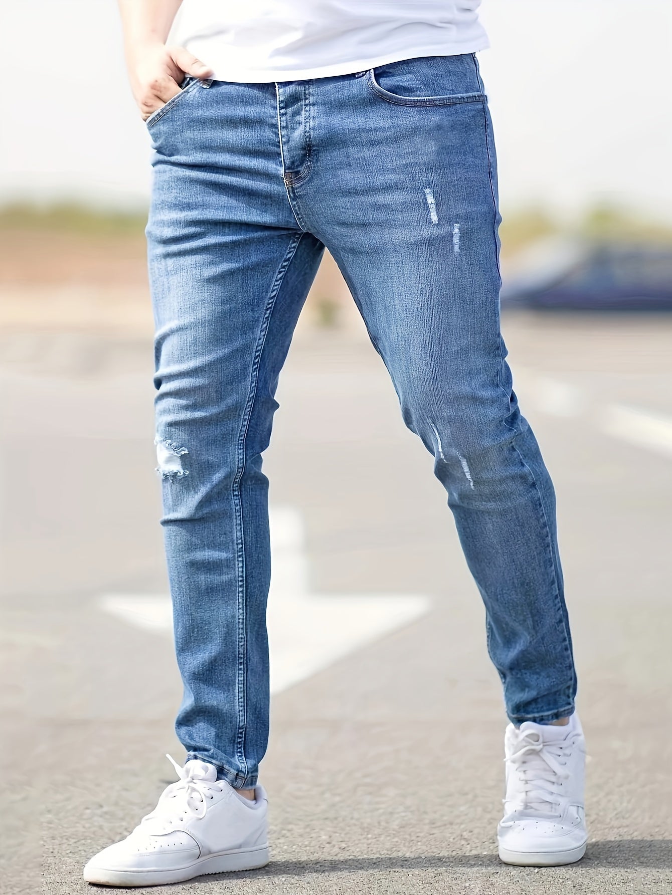 Men's Jeans – Ripped & Distressed, Stretch Skinny Fit Streetwear