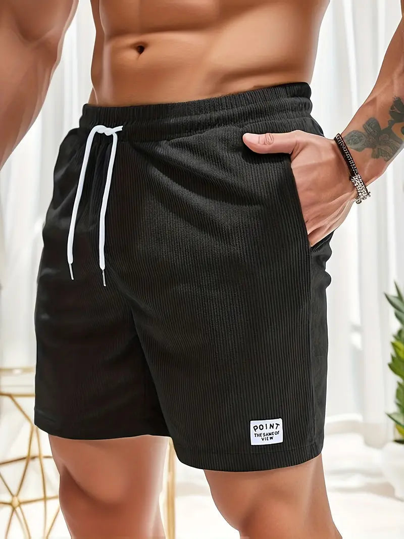 Men's Relaxed Fit Shorts – Drawstring Waist, Corduroy Casual Summer Wear