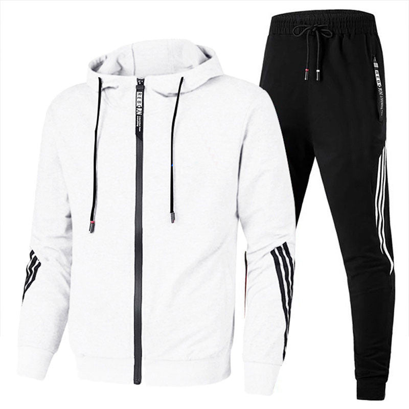 Men's Tracksuit – Stripe Detail, Slim Fit Gymwear Set