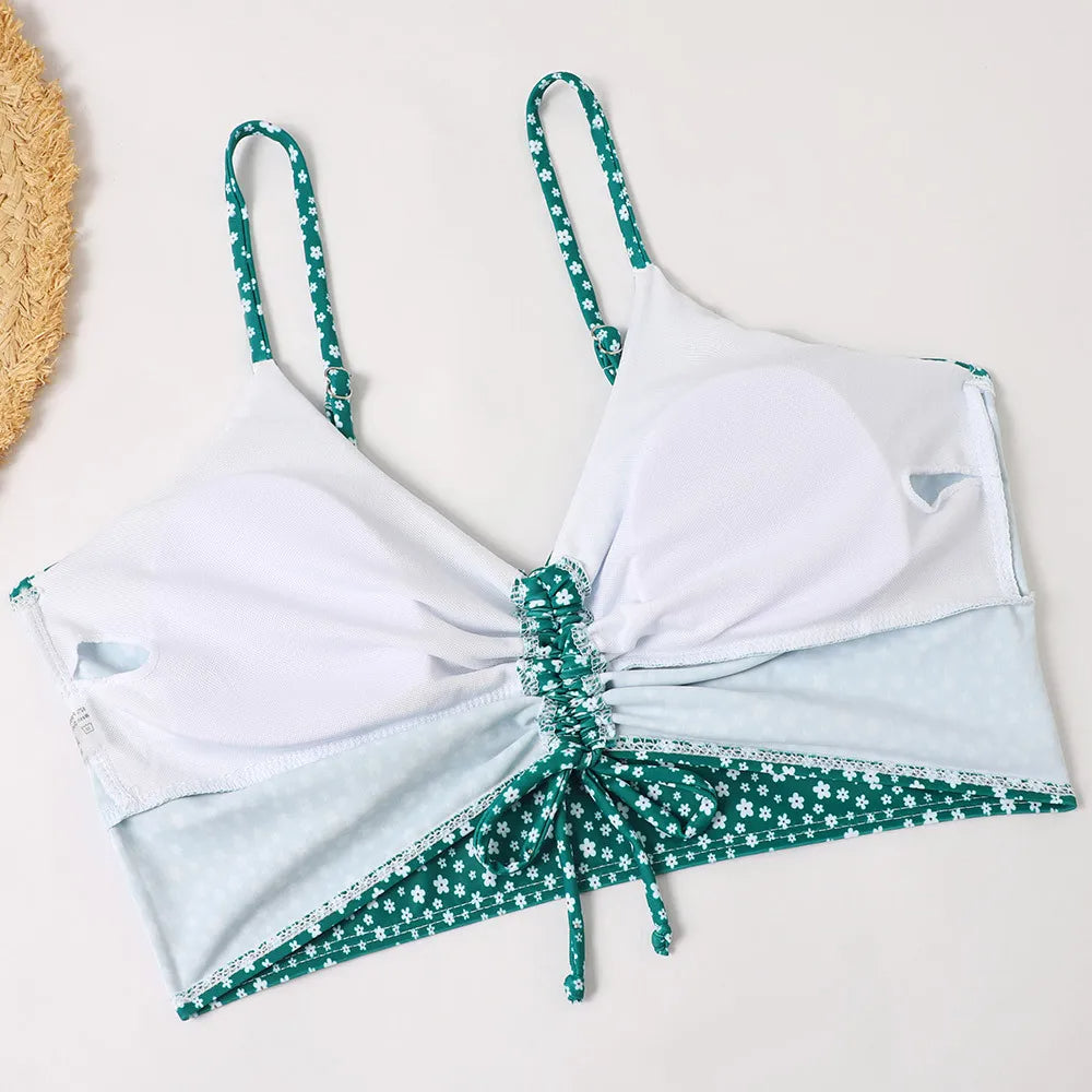 Women's High-Waist Bikini Set – Ruched with Shorts, Padded & Wire-Free Holiday