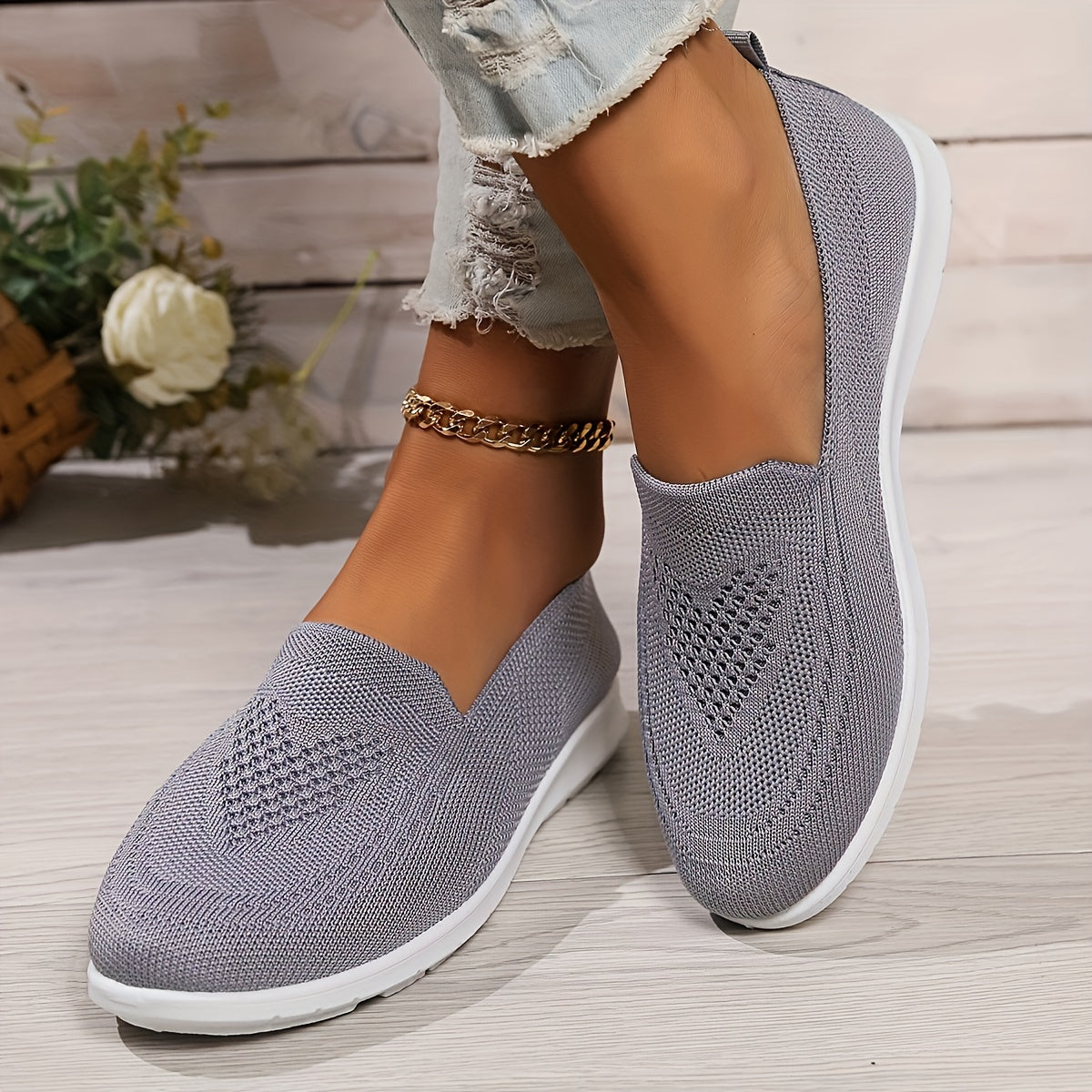 Women's Slip-On Trainers – Breathable Knit, Lightweight Everyday Wear