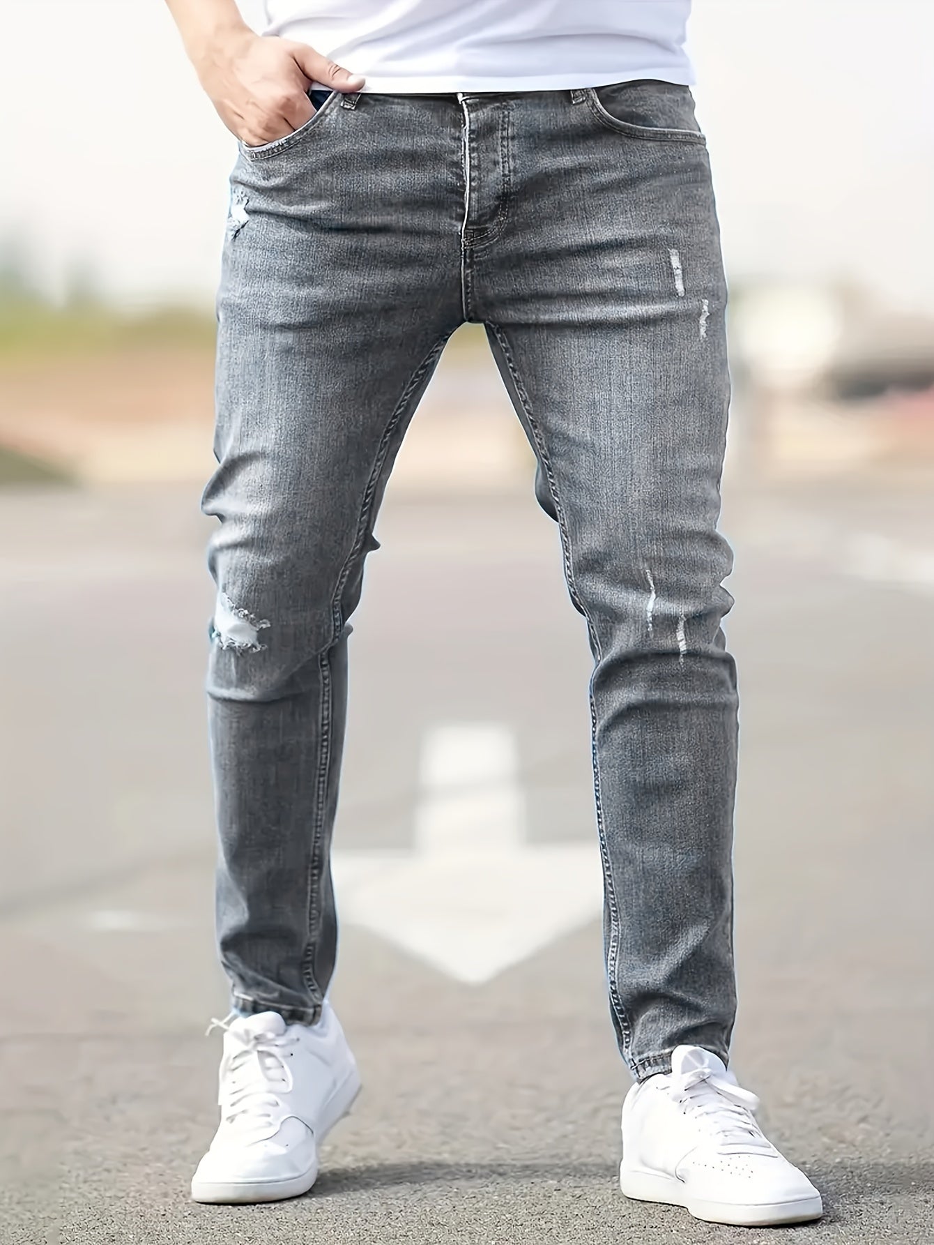 Men's Jeans – Ripped & Distressed, Stretch Skinny Fit Streetwear