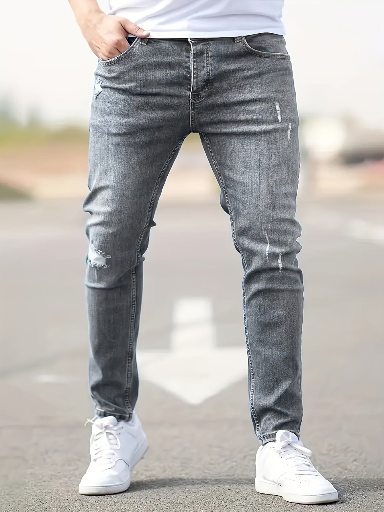 Men's Jeans – Ripped & Distressed, Stretch Skinny Fit Streetwear
